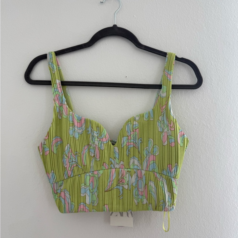 Zara Floral Green Crop Top